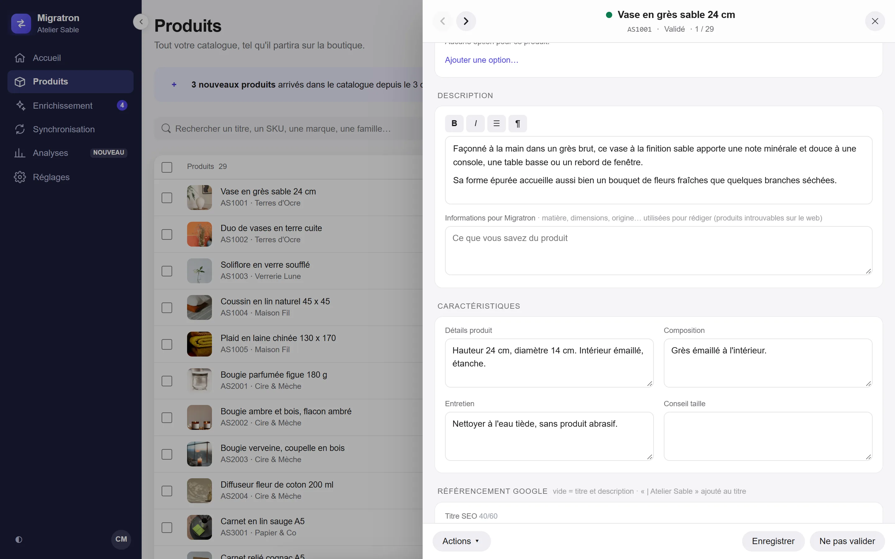 Migratron : fiche produit